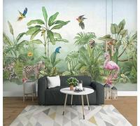XLMING Frais Vert Champêtre Végétal Fleurs Et Oiseaux 3D Papier Peint Luxe Décoration Manger Adulte Intérieure Salon Canapé Chambre Fond TV Mur-350cm×256cm