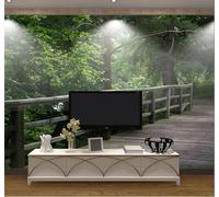 XLMING Frais Vert Forêt Petit Pont Espace Papier Peint 3D Soie De Luxe Intissé Bureau Salle à Manger Canapé Chambre Salon TV Mural Décoratif-300cm×210cm