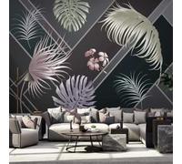 XLMING Fresh Beautiful Geometric Plants Leaves Papier Peint 3D Soie Texturée Haut De Gamme Salon Canapé Chambre À Coucher Salle Manger Murale-430cm×300cm