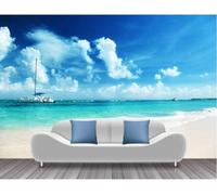 XLMING Fresh Blue Sky Beach Beach Sailboat 3D Papier Peint Texture Soyeuse Intissé Salle à Manger Bureau D'étude Canapé Chambre Salon TV Mur-350cm×256cm