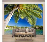 XLMING Fresh Cubic Tropical Coconut Sea 3D Papier Peint Luxe Décoration Manger Adulte Intérieure Salon Canapé Chambre Fond TV Mur-250cm×170cm