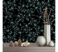 XLMING Fresh Hand Drawn Green Plant Bamboo Leaf Minimalist Papier Peint 3D Soie De Luxe Intissé Bureau Salle à Manger Canapé Chambre Salon TV Mural Décoratif-300cm×210cm