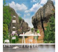 XLMING Fresh Mountain Rocks Path Blue Sky White Clouds Fairview Papier Peint 3D Soie De Luxe Intissé Bureau Salle à Manger Canapé Chambre Salon TV Mural Décoratif-430cm×300cm