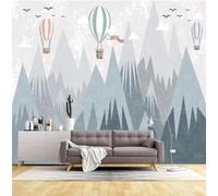 XLMING Géométrie Abstraite Sommet De Montagne Montgolfière Oiseau En Vol 3D Papier Peint Premium Texturé Soie Bureau Salle à Manger Salon Chambre Coucher Canapé TV Mur-250cm×170cm