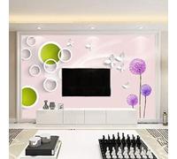 XLMING Géométrie Créative Cercle Pissenlit Papillon 3D Papier Peint Luxe Décoration Manger Adulte Intérieure Salon Canapé Chambre Fond TV Mur-350cm×256cm