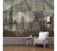 XLMING Géométrique Doré Lignes Ville Architecture 3D Papier Peint Luxe Décoration Manger Adulte Intérieure Salon Canapé Chambre Fond TV Mur-430cm×300cm