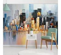 XLMING Graffiti Abstrait Peint À La Main Architecture De La Ville 3D Papier Peint Texture Soyeuse Intissé Salle à Manger Bureau D'étude Canapé Chambre Salon TV Mur-200cm×140cm