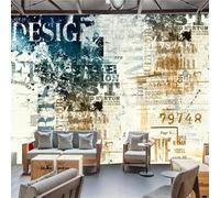 XLMING Graffiti De Lettres Anglaises De La Nostalgie Vintage 3D Papier Peint Luxe Décoration Manger Adulte Intérieure Salon Canapé Chambre Fond TV Mur-430cm×300cm