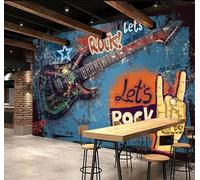 XLMING Graffiti Rétro De Rue Art Rock Musique Guitare 3D Papier Peint Luxe Décoration Manger Adulte Intérieure Salon Canapé Chambre Fond TV Mur-150cm×105cm