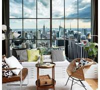 XLMING Grand Format En Relief Architecture Urbaine Fenêtres Paysage 3D Papier Peint Luxe Décoration Manger Adulte Intérieure Salon Canapé Chambre Fond TV Mur-350cm×256cm