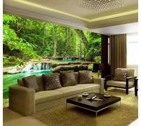XLMING Grand Format Vert Forêt Cours D'Eau Paradis 3D Papier Peint Luxe Décoration Manger Adulte Intérieure Salon Canapé Chambre Fond TV Mur-300cm×210cm
