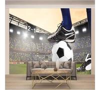 XLMING Grand Terrain De Football Tridimensionnel Simple 3D Papier Peint Texture Soyeuse Intissé Salle à Manger Bureau D'étude Canapé Chambre Salon TV Mur-400cm×280cm