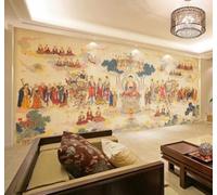 XLMING Grande Statue De Bouddha Rétro Religion Esprit Zen Papier Peint 3D Soie De Luxe Intissé Bureau Salle à Manger Canapé Chambre Salon TV Mural Décoratif-250cm×170cm
