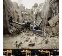 XLMING Guerre Ville Ruines Avion Jeu Architecture 3D Papier Peint Premium Texturé Soie Bureau Salle à Manger Salon Chambre Coucher Canapé TV Mur-150cm×105cm