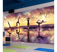 XLMING Gymnastique De Yoga Et De Danse Dans Un Beau Coucher De Soleil Papier Peint 3D Soie De Luxe Intissé Bureau Salle à Manger Canapé Chambre Salon TV Mural Décoratif-150cm×105cm