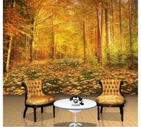 XLMING Haut De Gamme Doré Gracieux Forêt Feuille D'Érable 3D Papier Peint Texture Soyeuse Intissé Salle à Manger Bureau D'étude Canapé Chambre Salon TV Mur-150cm×105cm