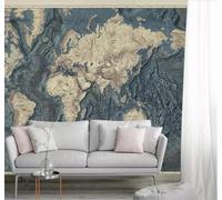 XLMING Haut De Gamme Nostalgie Rétro Carte Du Monde Relief Décoration 3D Papier Peint Texture Soyeuse Intissé Salle à Manger Bureau D'étude Canapé Chambre Salon TV Mur-400cm×280cm