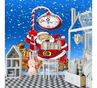 XLMING Horloge Créative Étoiles Bleues Nuit Étoilée 3D Papier Peint Luxe Décoration Manger Adulte Intérieure Salon Canapé Chambre Fond TV Mur-300cm×210cm