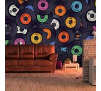 XLMING Individualité Noir Coloré Musique Cd Album 3D Papier Peint Texture Soyeuse Intissé Salle à Manger Bureau D'étude Canapé Chambre Salon TV Mur-300cm×210cm