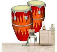 XLMING Instrument De Musique Minimaliste En Tridimensionnel Dessin Animé Tambour 3D Papier Peint Texture Soyeuse Intissé Salle à Manger Bureau D'étude Canapé Chambre Salon TV Mur-200cm×140cm