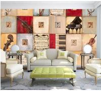 XLMING Instruments De Musique Vintage Créatifs Partitions Musicales Papier Peint 3D Soie De Luxe Intissé Bureau Salle à Manger Canapé Chambre Salon TV Mural Décoratif-200cm×140cm