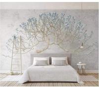 XLMING Italie Nostalgie Arbre À Fleurs Bleu Vintage 3D Papier Peint Texture Soyeuse Intissé Salle à Manger Bureau D'étude Canapé Chambre Salon TV Mur-430cm×300cm