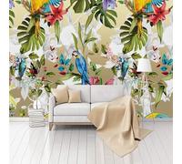 XLMING Jardinage Chaude Belle Et Colorée Fleur De Feuille De Bananier 3D Papier Peint Texture Soyeuse Intissé Salle à Manger Bureau D'étude Canapé Chambre Salon TV Mur-300cm×210cm