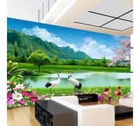 XLMING Lacs Ciel Bleu Haute Montagne Fleurs Paysages De La Nature 3D Papier Peint Texture Soyeuse Intissé Salle à Manger Bureau D'étude Canapé Chambre Salon TV Mur-250cm×170cm