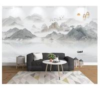 XLMING Landscape À L'Encre Oiseaux En Vol Élan Lever Du Soleil 3D Papier Peint Texture Soyeuse Intissé Salle à Manger Bureau D'étude Canapé Chambre Salon TV Mur-430cm×300cm