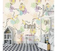 XLMING Lanterne Créative En Forme De Branche De Fleur 3D Papier Peint Premium Texturé Soie Bureau Salle à Manger Salon Chambre Coucher Canapé TV Mur-150cm×105cm