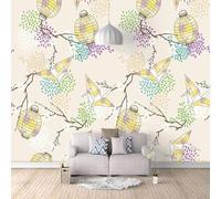 XLMING Lanterne Créative En Forme De Branche De Fleur Papier Peint 3D Soie Texturée Haut De Gamme Salon Canapé Chambre À Coucher Salle Manger Murale-400cm×280cm