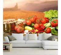 XLMING Légumes Frais Créatifs En Conserve Grain De Bois 3D Papier Peint Texture Soyeuse Intissé Salle à Manger Bureau D'étude Canapé Chambre Salon TV Mur-150cm×105cm