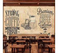 XLMING Lettres Art Nostalgie Vintage Café Restaurant 3D Papier Peint Texture Soyeuse Intissé Salle à Manger Bureau D'étude Canapé Chambre Salon TV Mur-400cm×280cm