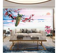 XLMING Lever De Soleil Éthéré Oiseaux En Vol Paons Fleurs De Lotus 3D Papier Peint Luxe Décoration Manger Adulte Intérieure Salon Canapé Chambre Fond TV Mur-400cm×280cm