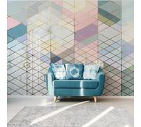 XLMING Ligne Géométrique Dorée Colorée Faux Marbre Papier Peint 3D Soie De Luxe Intissé Bureau Salle à Manger Canapé Chambre Salon TV Mural Décoratif-200cm×140cm