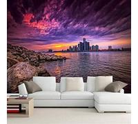 XLMING Magnifique Coucher De Soleil Architecture Mer Plage 3D Papier Peint Premium Texturé Soie Bureau Salle à Manger Salon Chambre Coucher Canapé TV Mur-200cm×140cm