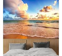 XLMING Magnifique Coucher De Soleil Plage En Tridimensionnel Mer 3D Papier Peint Texture Soyeuse Intissé Salle à Manger Bureau D'étude Canapé Chambre Salon TV Mur-150cm×105cm
