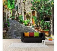 XLMING Maisons Tridimensionnelles Architecture Chemins Plantes 3D Papier Peint Texture Soyeuse Intissé Salle à Manger Bureau D'étude Canapé Chambre Salon TV Mur-350cm×256cm