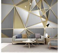 XLMING Minimalisme Luxe Discret Doré Géométrie Lignes Papier Peint 3D Soie De Luxe Intissé Bureau Salle à Manger Canapé Chambre Salon TV Mural Décoratif-350cm×256cm