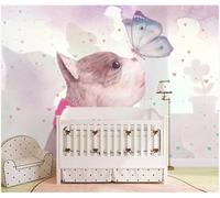 XLMING Minimalist Hand Drawn Cute Cats Butterflies Hearts Papier Peint 3D Soie De Luxe Intissé Bureau Salle à Manger Canapé Chambre Salon TV Mural Décoratif-250cm×170cm