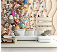 XLMING Minimaliste Beau Plage Coloré Coquillages 3D Papier Peint Texture Soyeuse Intissé Salle à Manger Bureau D'étude Canapé Chambre Salon TV Mur-350cm×256cm