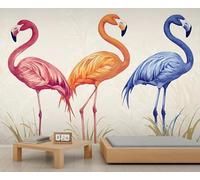 XLMING Minimaliste Botanique Tridimensionnel Multicolore Flamant Rose 3D Papier Peint Premium Texturé Soie Bureau Salle à Manger Salon Chambre Coucher Canapé TV Mur-250cm×170cm