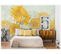 XLMING Minimaliste Botanique Tridimensionnel Tournesol Jaune 3D Papier Peint Premium Texturé Soie Bureau Salle à Manger Salon Chambre Coucher Canapé TV Mur-250cm×170cm