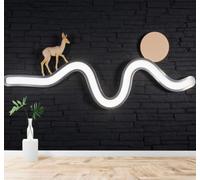 XLMING Minimaliste Cerf Doré Chemin Lumineux Ondulé Lune Mur De Briques Noir 3D Papier Peint Premium Texturé Soie Bureau Salle à Manger Salon Chambre Coucher Canapé TV Mur-200cm×140cm