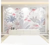 XLMING Minimaliste Élégant Botanique Rose Flamant Rose 3D Papier Peint Premium Texturé Soie Bureau Salle à Manger Salon Chambre Coucher Canapé TV Mur-250cm×170cm