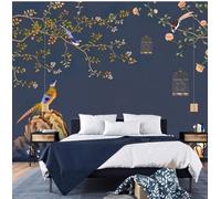 XLMING Minimaliste Élégant Branches Fleurs Petits Oiseaux 3D Papier Peint Premium Texturé Soie Bureau Salle à Manger Salon Chambre Coucher Canapé TV Mur-430cm×300cm