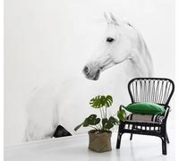 XLMING Minimaliste En Relief Animal Cheval Blanc Décoration 3D Papier Peint Luxe Décoration Manger Adulte Intérieure Salon Canapé Chambre Fond TV Mur-200cm×140cm