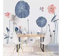 XLMING Minimaliste Encre De Chine Feuilles De Lotus Fleurs De Lotus Créatif Papier Peint 3D Soie Texturée Haut De Gamme Salon Canapé Chambre À Coucher Salle Manger Murale-430cm×300cm