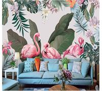 XLMING Minimaliste Feuilles Fleurs Rose Flamant Rose 3D Papier Peint Premium Texturé Soie Bureau Salle à Manger Salon Chambre Coucher Canapé TV Mur-350cm×256cm