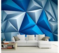 XLMING Minimaliste Frais En Relief Géométrique Bleu Espace 3D Papier Peint Texture Soyeuse Intissé Salle à Manger Bureau D'étude Canapé Chambre Salon TV Mur-350cm×256cm